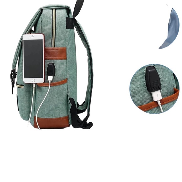 UGRACE Vintage Laptop Backpack USB Port Backpack Bag-Green (NEW) main image 5
